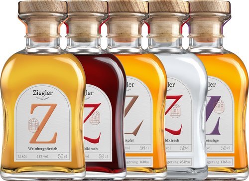Spirituosen der Serie Ziegler Obstbrand