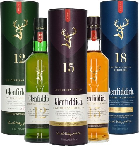 Spirituosen der Serie Glenfiddich Single Malt Whisky