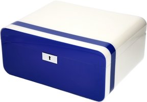 Zigarrenzubehör Humidor  Guy Janot White/Blue Lacquer for 50 Cigars (635)