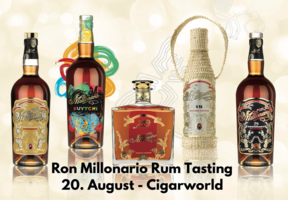 Zigarrenzubehör Seminare  CIGARWORLD Ron Millonario Rum Tasting | Cigarworld Düsseldorf (Dienstag, 20. August 2024)
