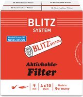 Blitz Pfeifenfilter 9mm Akitvkohlefilter 4x10 Stk. (101051)