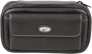 Classic Pfeifentaschen 3er Leder schwarz Metallemblem (633751)