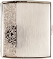 Zigarrenzubehör Etui  Jean Claude 20er Zigarillo  JC Metall nickel gebürstet mit Ornament seitich (600921)