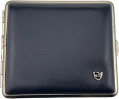 Zigarrenzubehör Etui  vom Hofe Manufaktur 18er Soft-Leder nachtblau Rahmen nickel (605609)