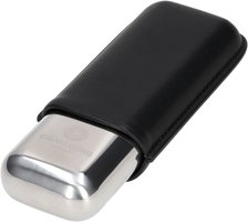 Zigarrenzubehör Etui  Cigarloong 2er Edelstahl/Leder schwarz (9500)