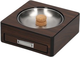 Pfeifenzubehör Aschenbecher  Lubinski Walnussholz Quadratisch mit Schublade