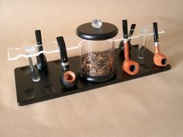 Pfeifenzubehör Pfeifenständer  Guy Janot 12er Buche mit Topf schwarz Plexiglas weiß (7127)