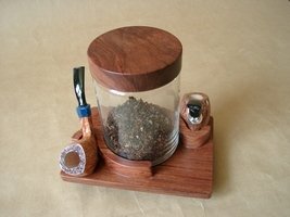 Pfeifenzubehör Pfeifenständer  Guy Janot 2er Bubinga Tabakensemble mit Topf (7236)