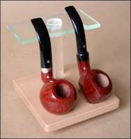 Pfeifenzubehör Pfeifenständer  Guy Janot 2er Buche hell, Plexiglas grün (7022)