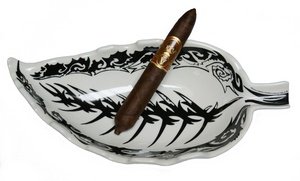 Zigarrenzubehör Aschenbecher  Oliva Leaf Schwarz/Weiß