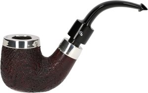 Pfeifen Serienpfeifen  Peterson Bent Sandblast Silver Cap & band (17590)