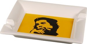 Zigarrenzubehör Aschenbecher  Classic "Che" gelb-weiß mit 2 Ablagen (513286)