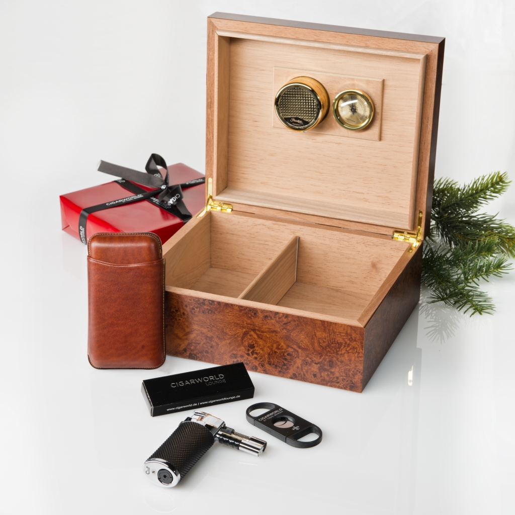 Geschenkset Humidor Passatore Humidor natur Cigarworld.de