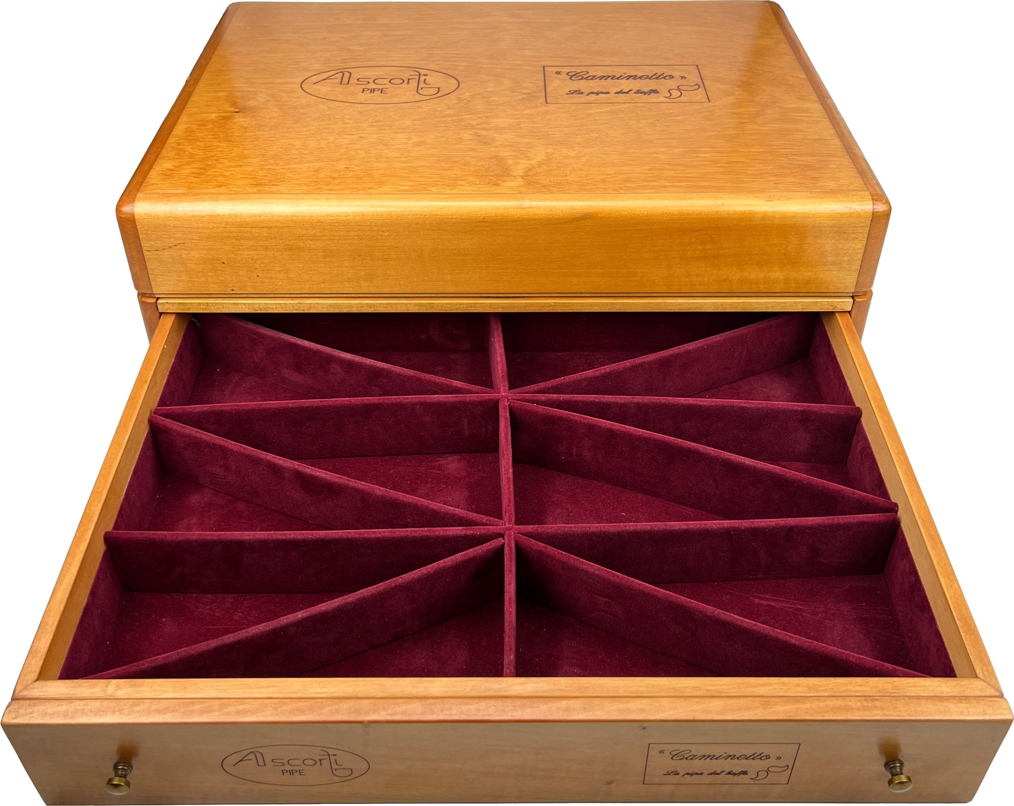 Otto & Kopp Pfeifenschrank (No Name) 12er Ascorti Pipe - Caminetto Edition Schublade offen