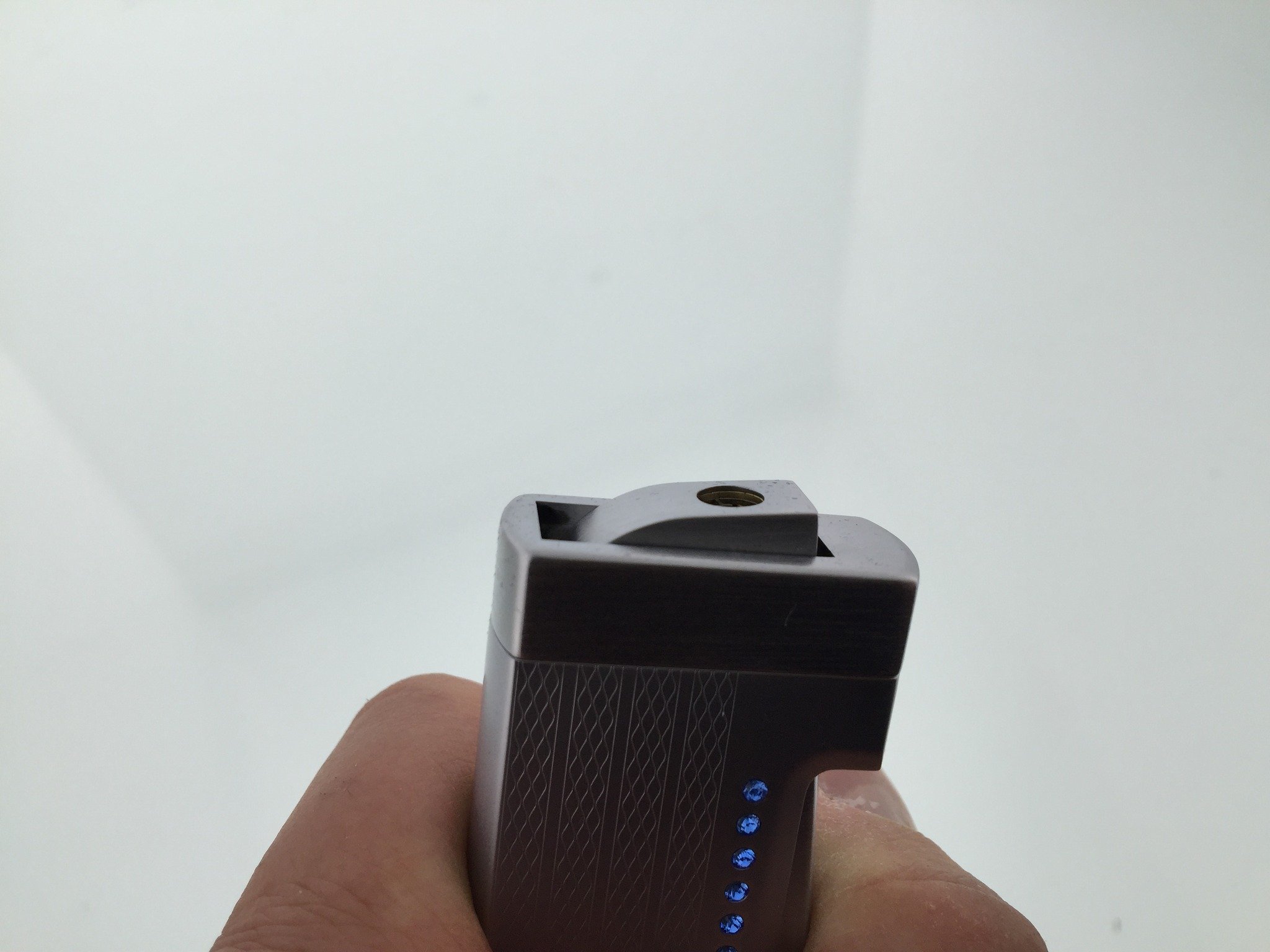 Caseti Paris Jetflame Feuerzeug Chrom - Blue Crystal offen