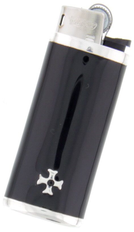 Sillems BiC Feuerzeughülle Emaille Mini Bic Hülle Schwarz (1345S)