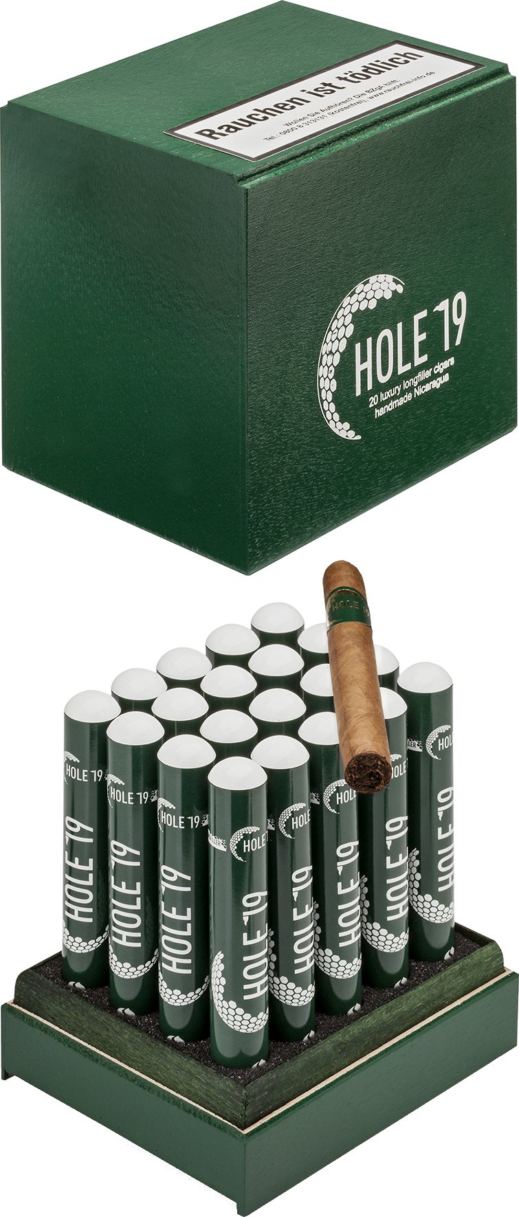 Schuster Hole 19 Corona Tubos Nicaragua Kiste offen Detailbild 2