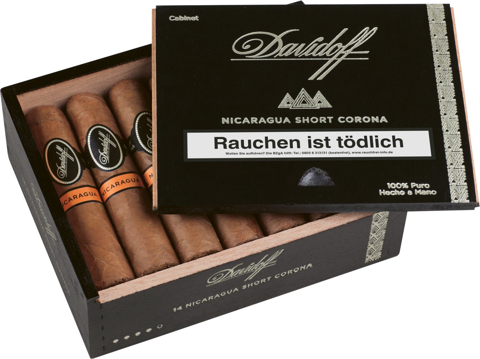 Davidoff Nicaragua Short Corona 14er Kiste offen