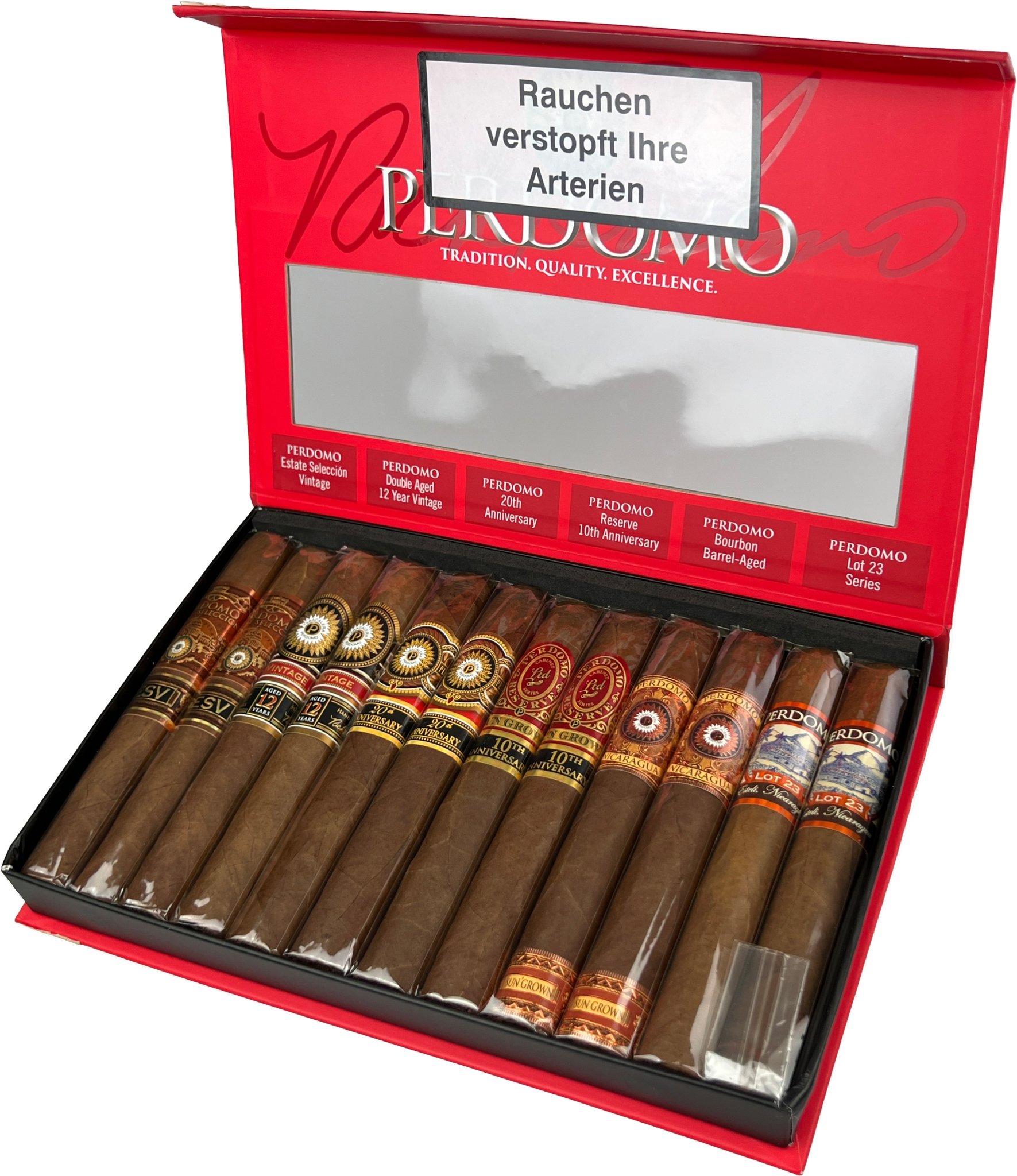 Perdomo Sampler Connoisseur Collection Sun Grown 12er offen