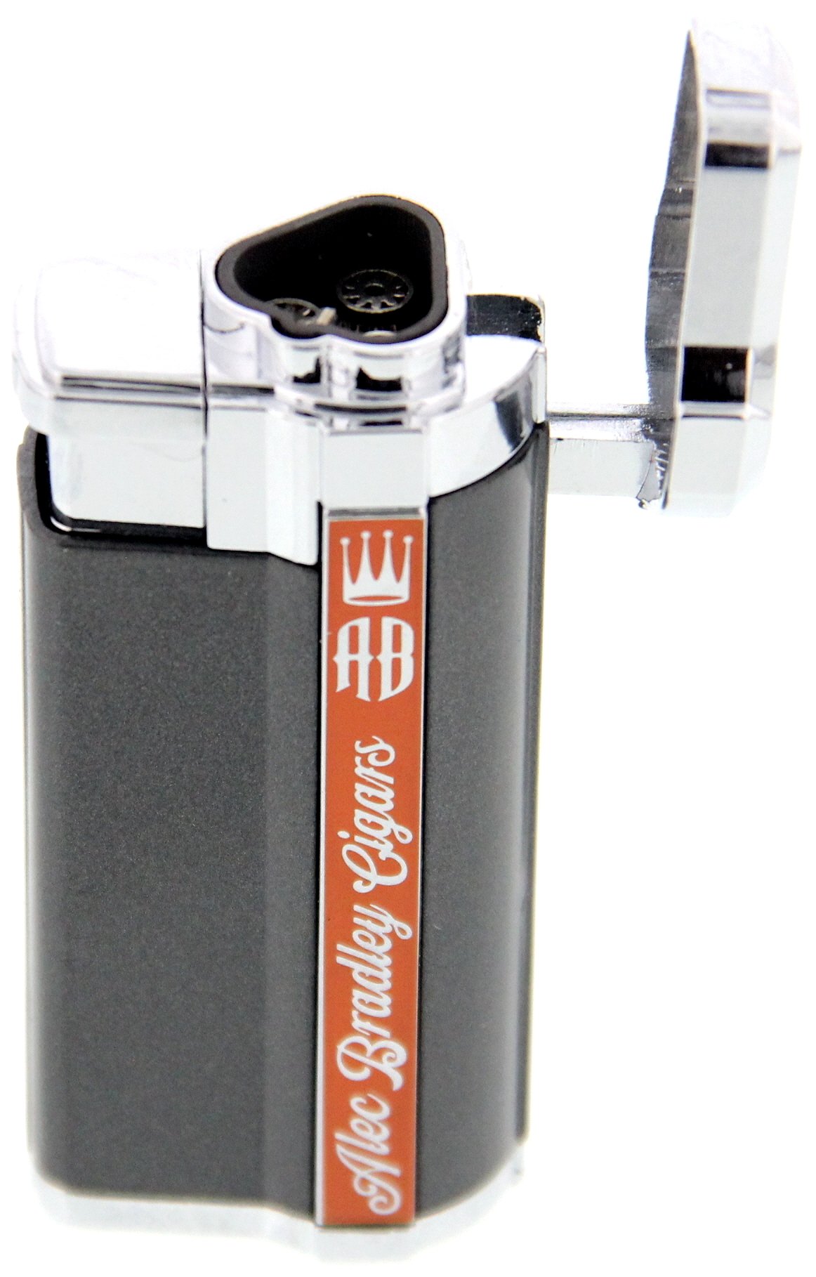 Alec Bradley Accessories Lighter Triple-Flame gunmetal aufgeklappt