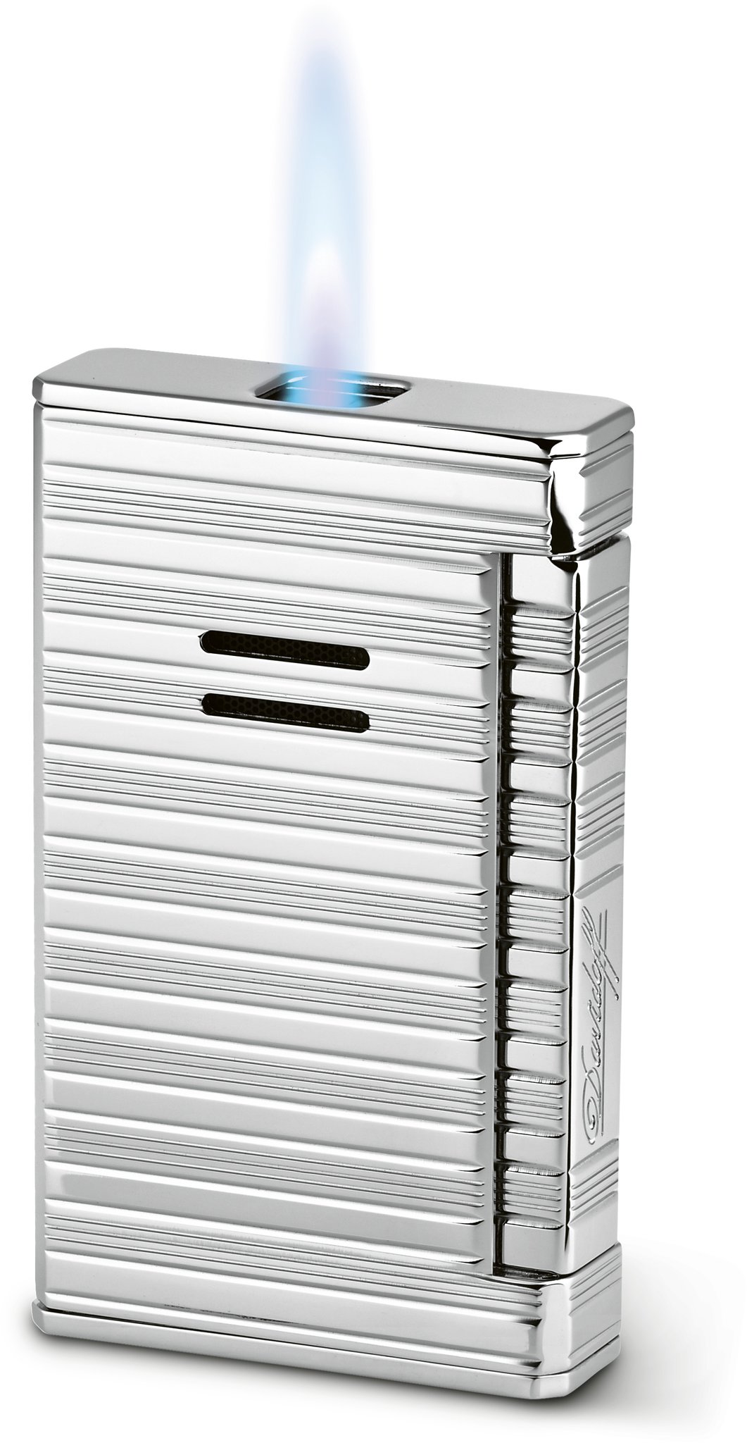 Davidoff Jetflame Feuerzeug Palladium - Linien horizontal (50688) Flamme