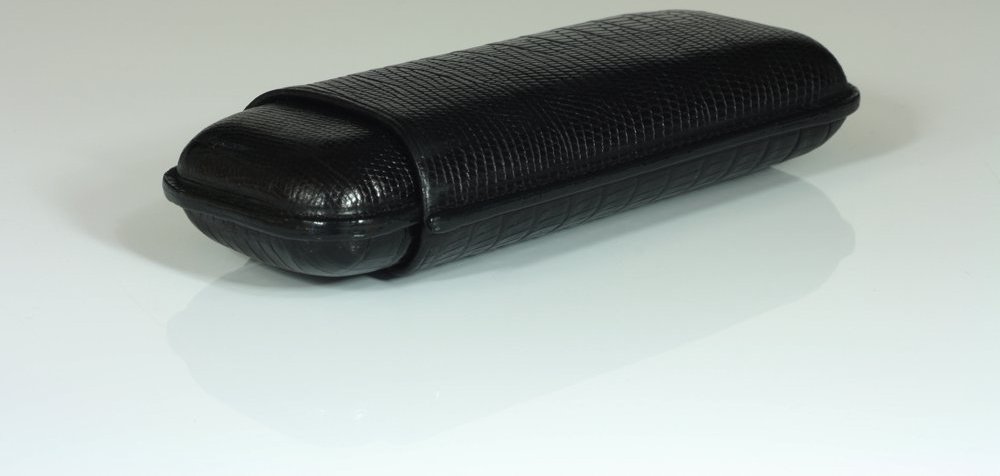 Martin Wess Premium Lederetui - Eidechse (Lizard) Black 3er Corona (593) Detailbild