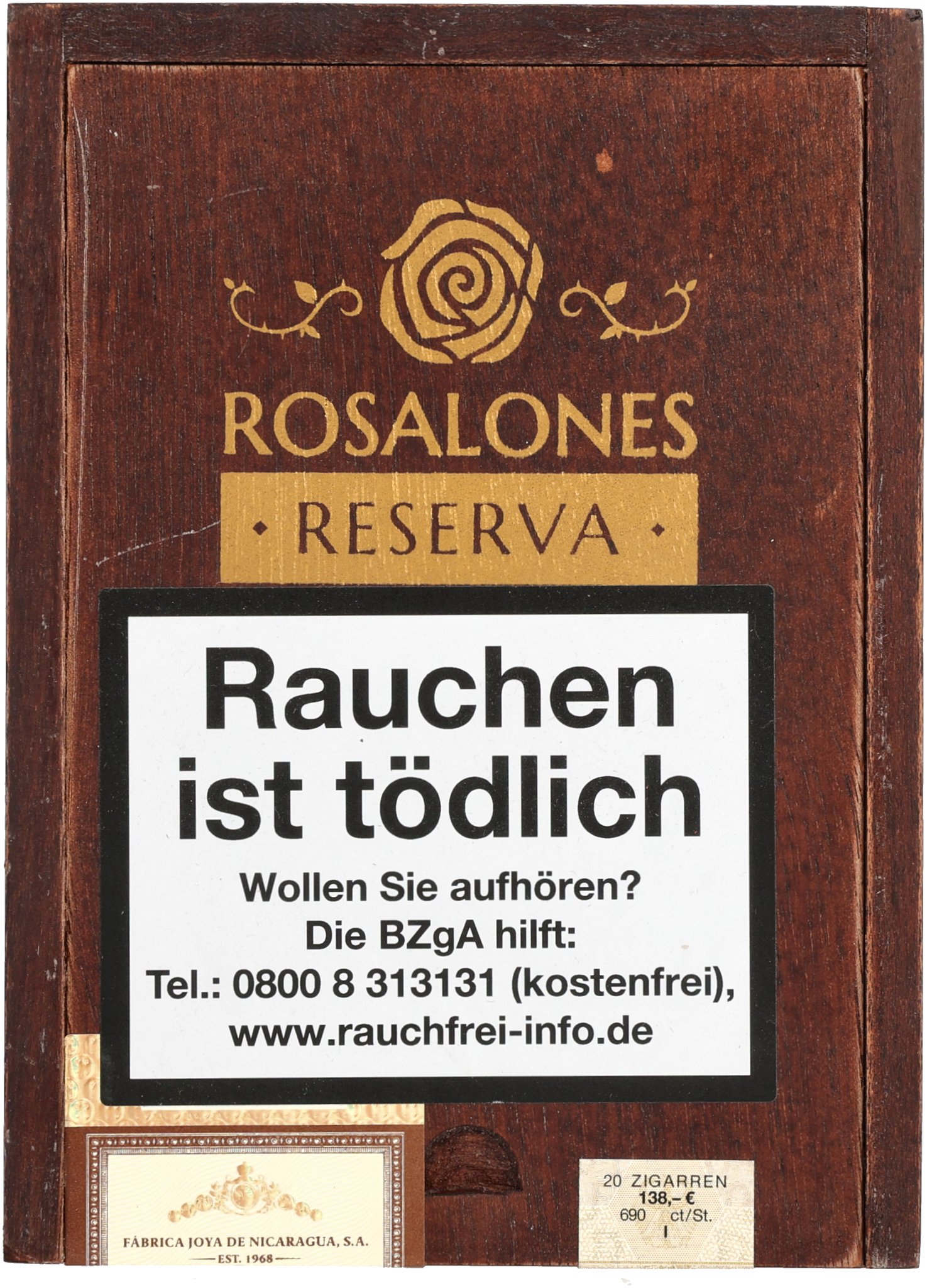 Joya de Nicaragua Rosalones Reserva R550 Robusto (5x50)_Kiste Frontal