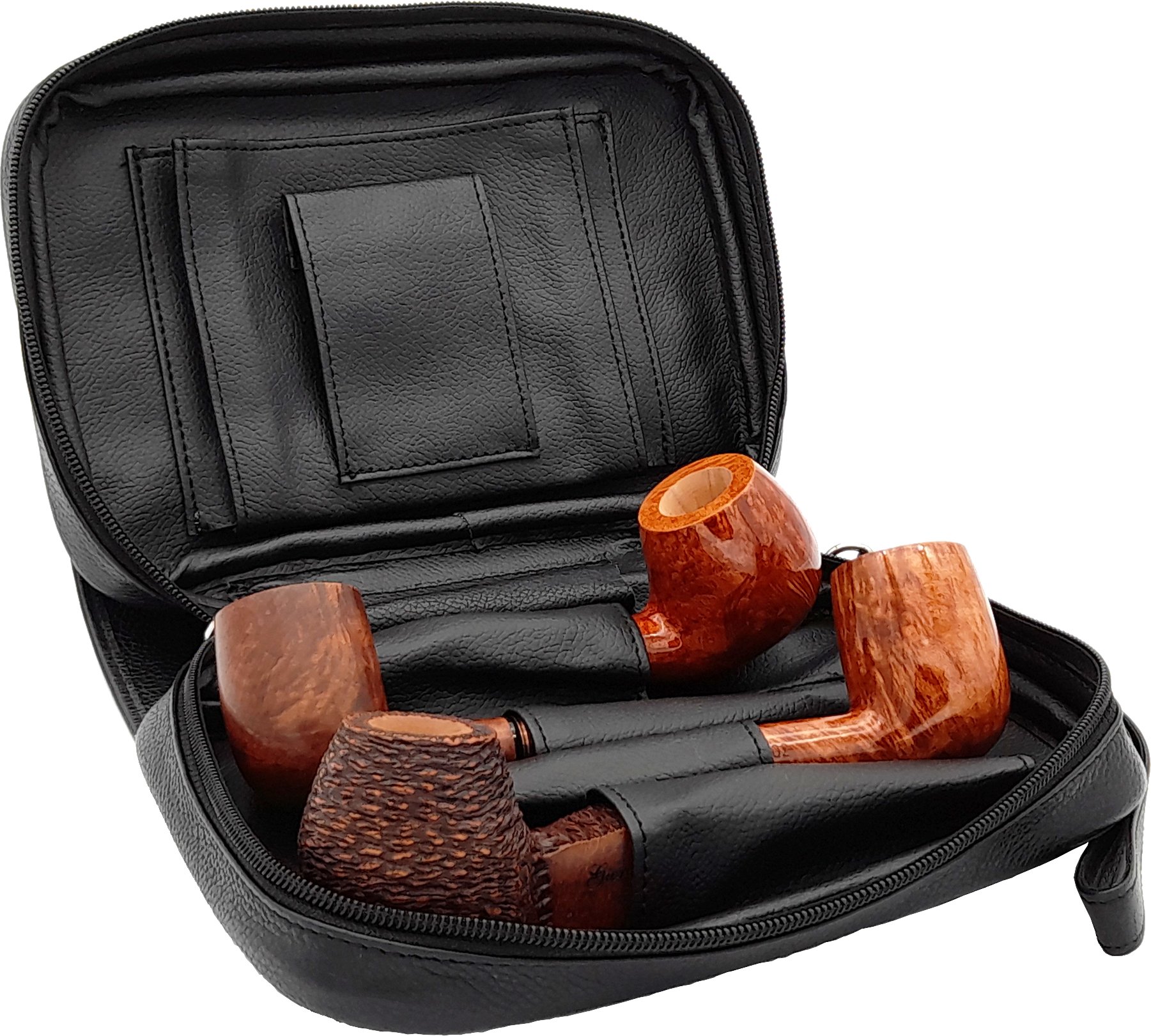 Guy Janot Pfeifentasche 4er schwarz (6045) offen