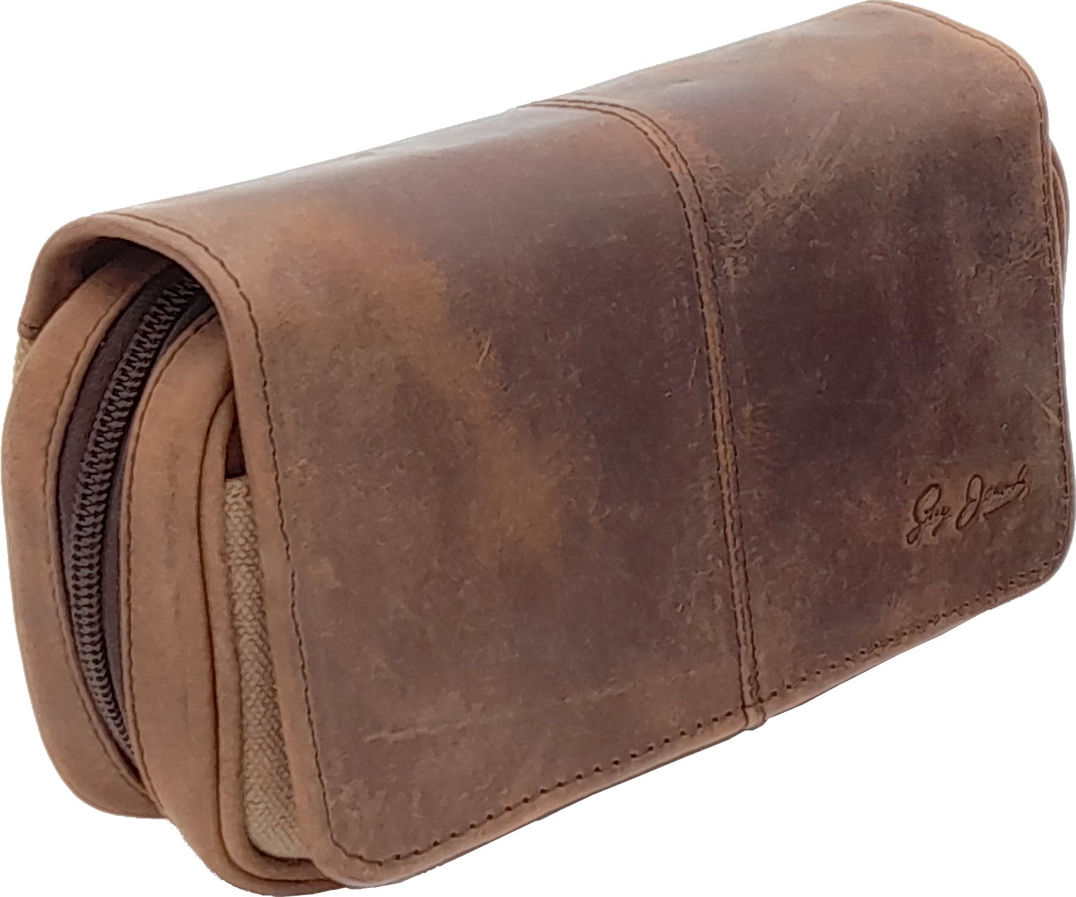 Guy Janot Pfeifentasche 2er braun Buffalo / Canvas (6247)