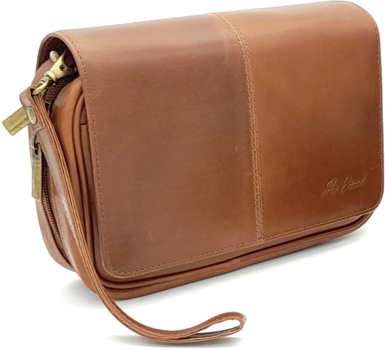 Guy Janot Pfeifentasche 3er cognac (6748)