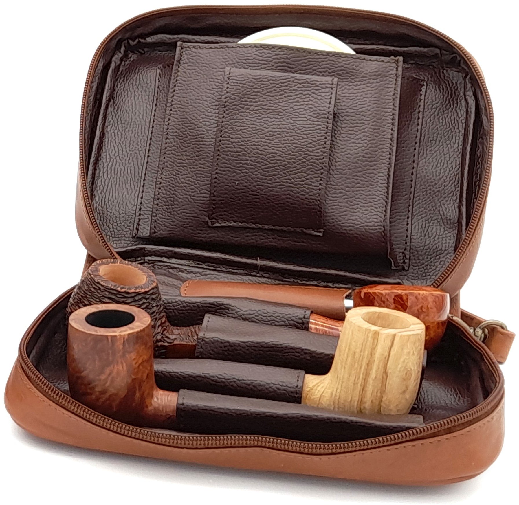 Guy Janot Pfeifentasche 4er cognac (6749) offen