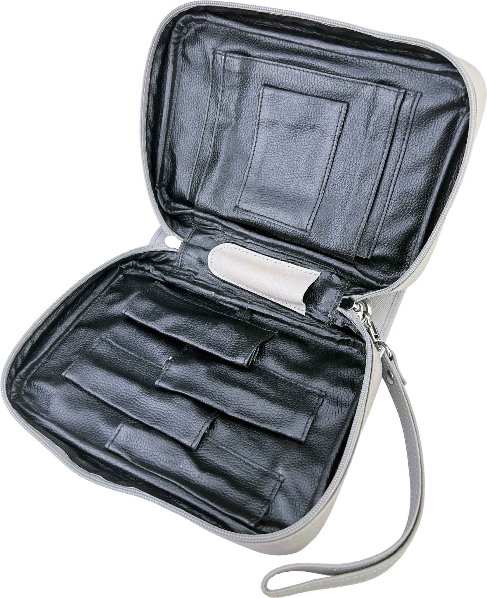 Guy Janot Pfeifentasche 4er grey Saffiano (6549) offen