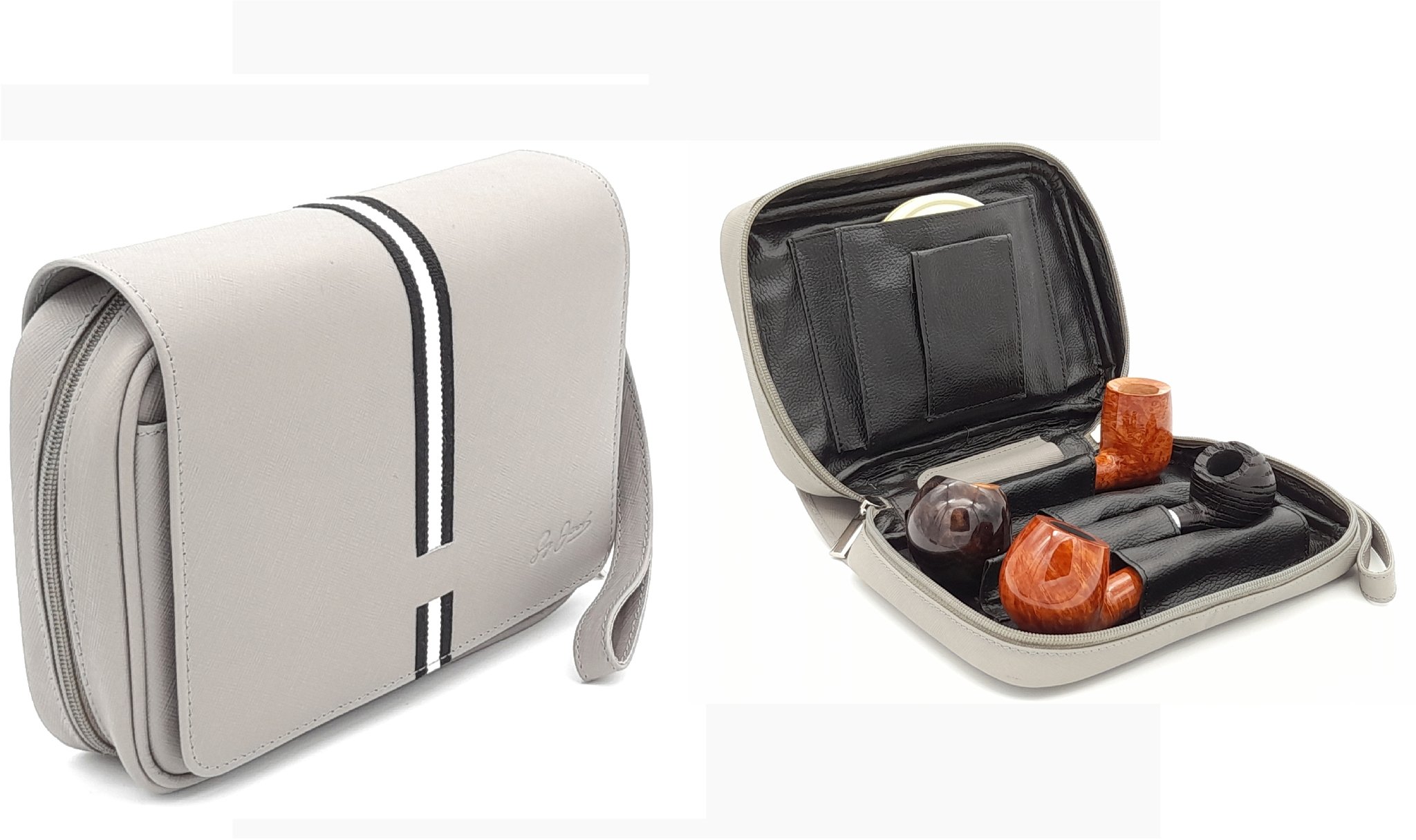 Guy Janot Pfeifentasche 4er grey Saffiano (6549) Stimmungsbild