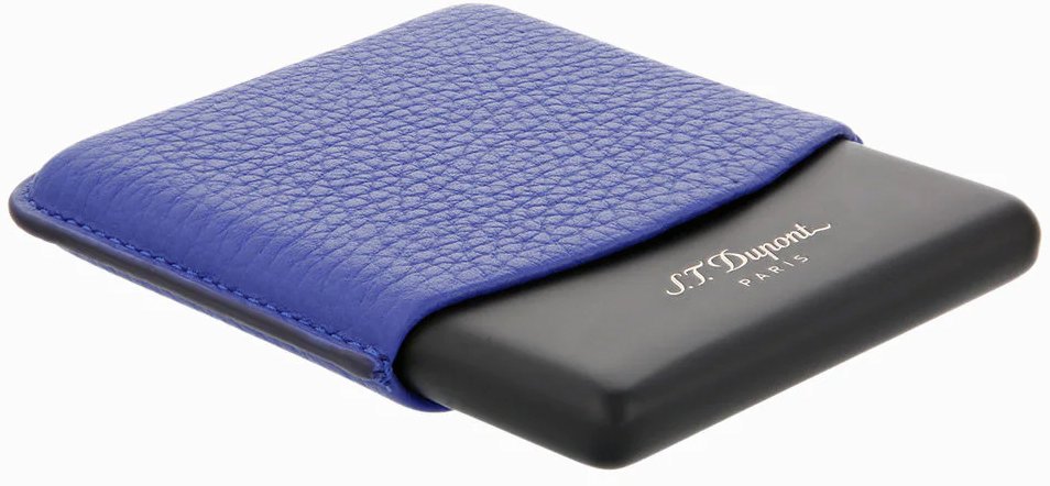 S.T. Dupont Zigarrenetui Metall 8er Cigarilloetui ocean blau/schwarz matt (183091) liegend