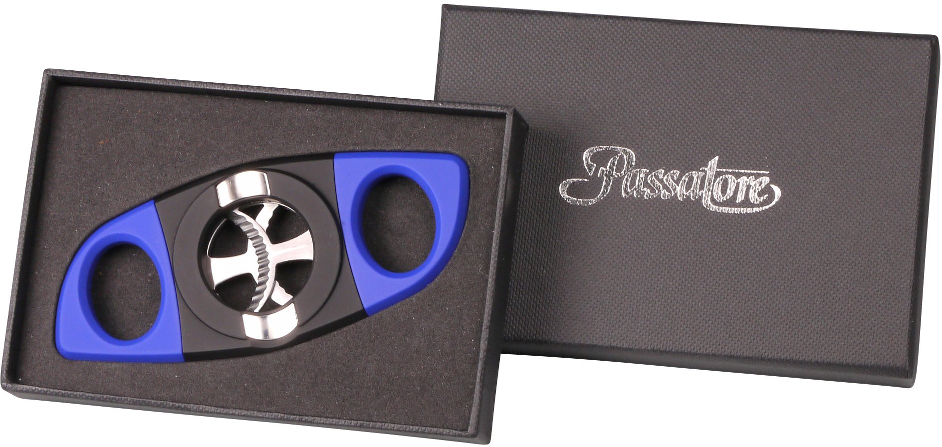 Passatore Cutter mit Ablage blau Verpackung