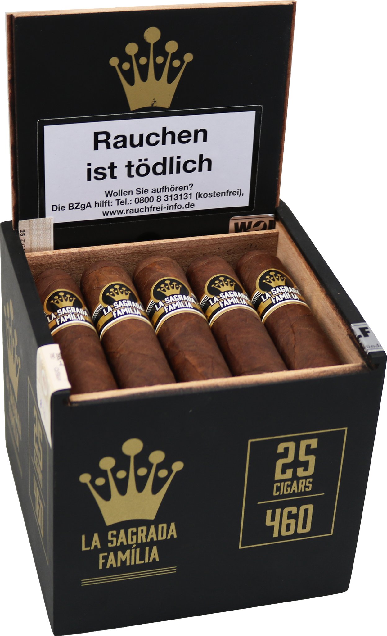 La Sagrada Familia Maduro 460 Short Gordo Kiste offen