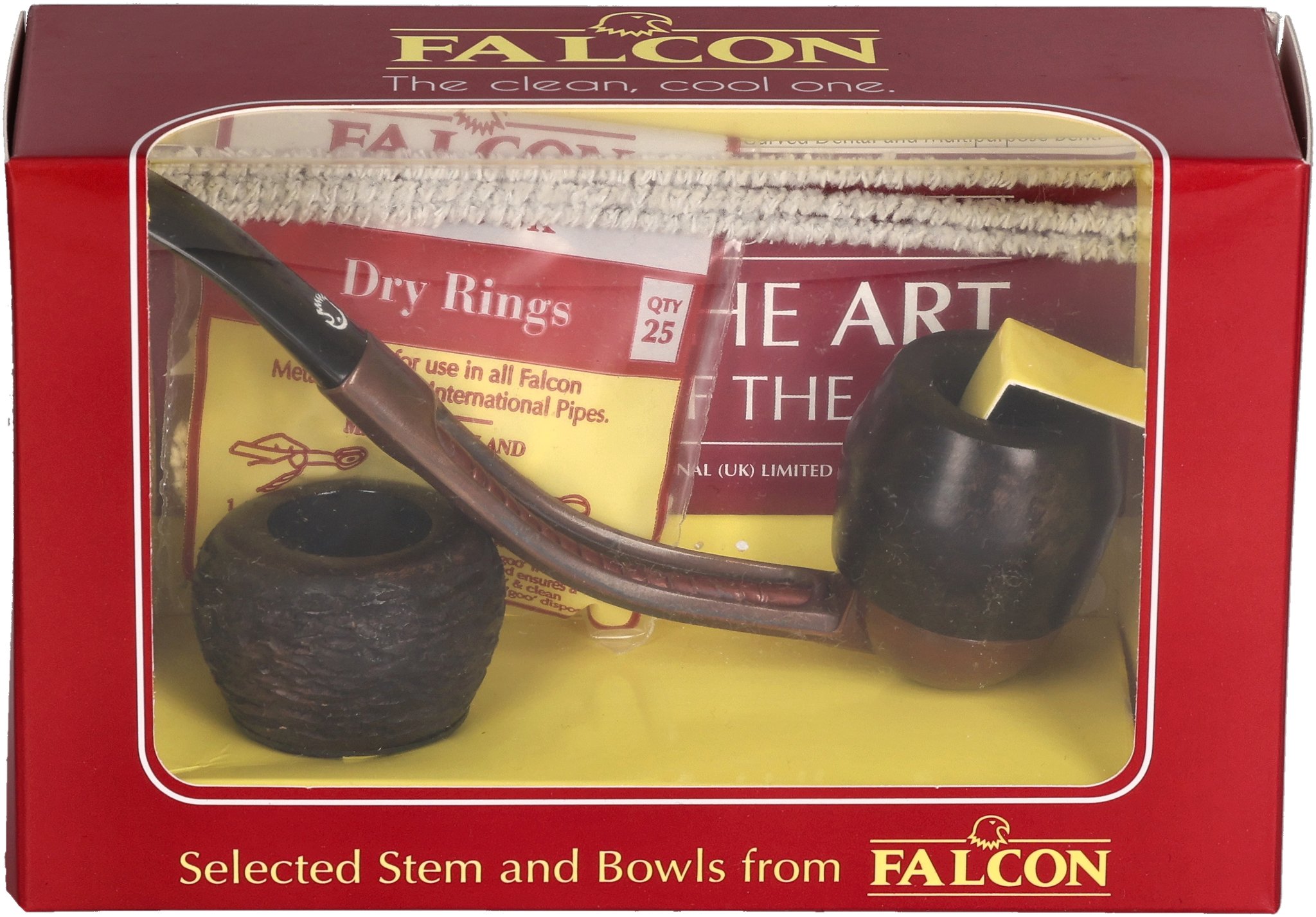 Falcon Pfeifensystem Starterset Extra Set Gebogen Glatt Bulldog ofen