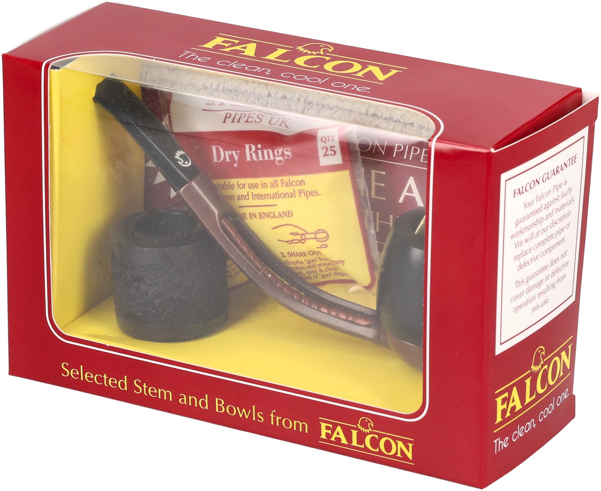 Falcon Pfeifensystem Starterset Extra Set Gebogen Glatt Billard 30grad