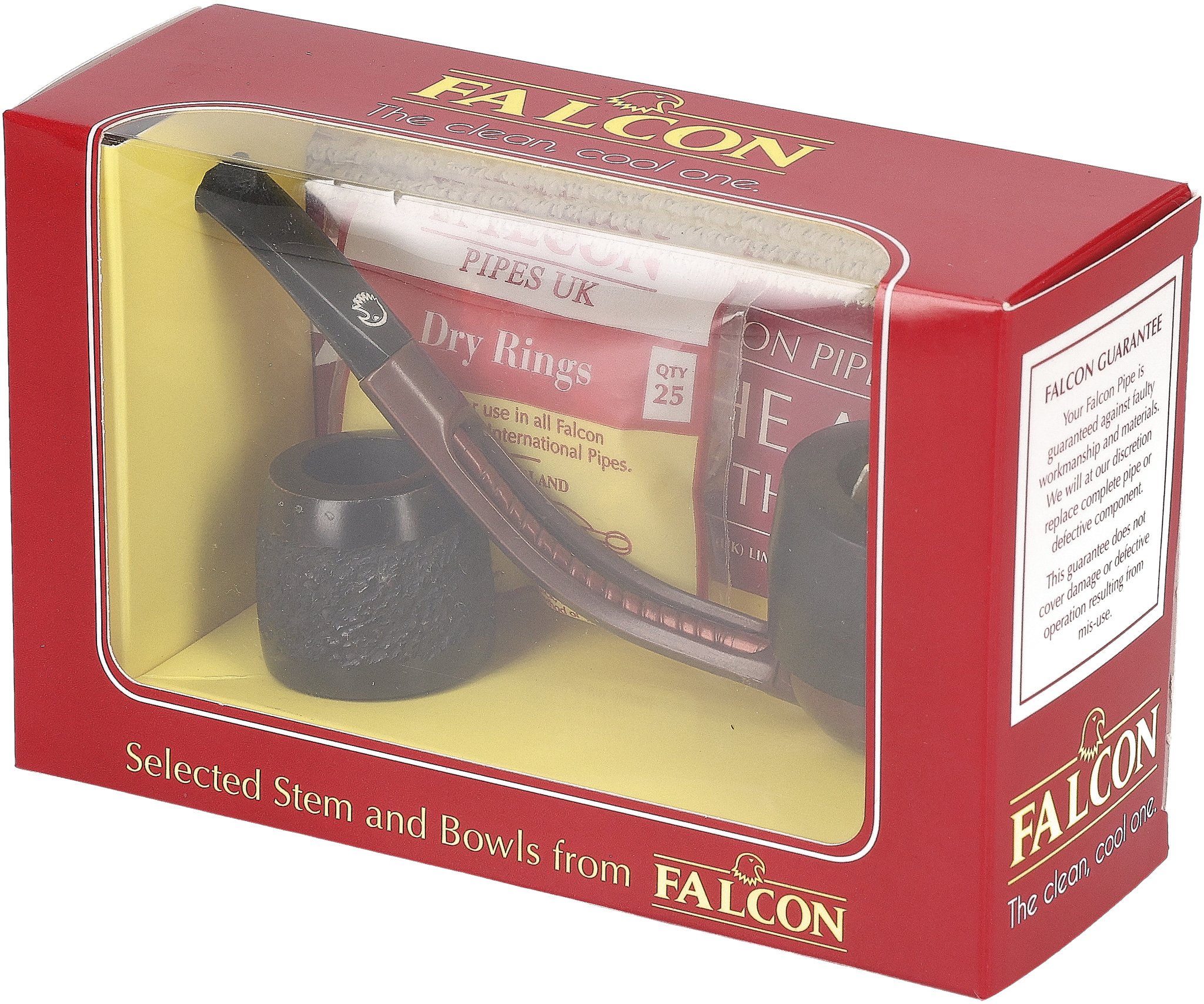  Falcon Pfeifensystem Starterset Extra Set Gebogen Glatt Dover 30grad