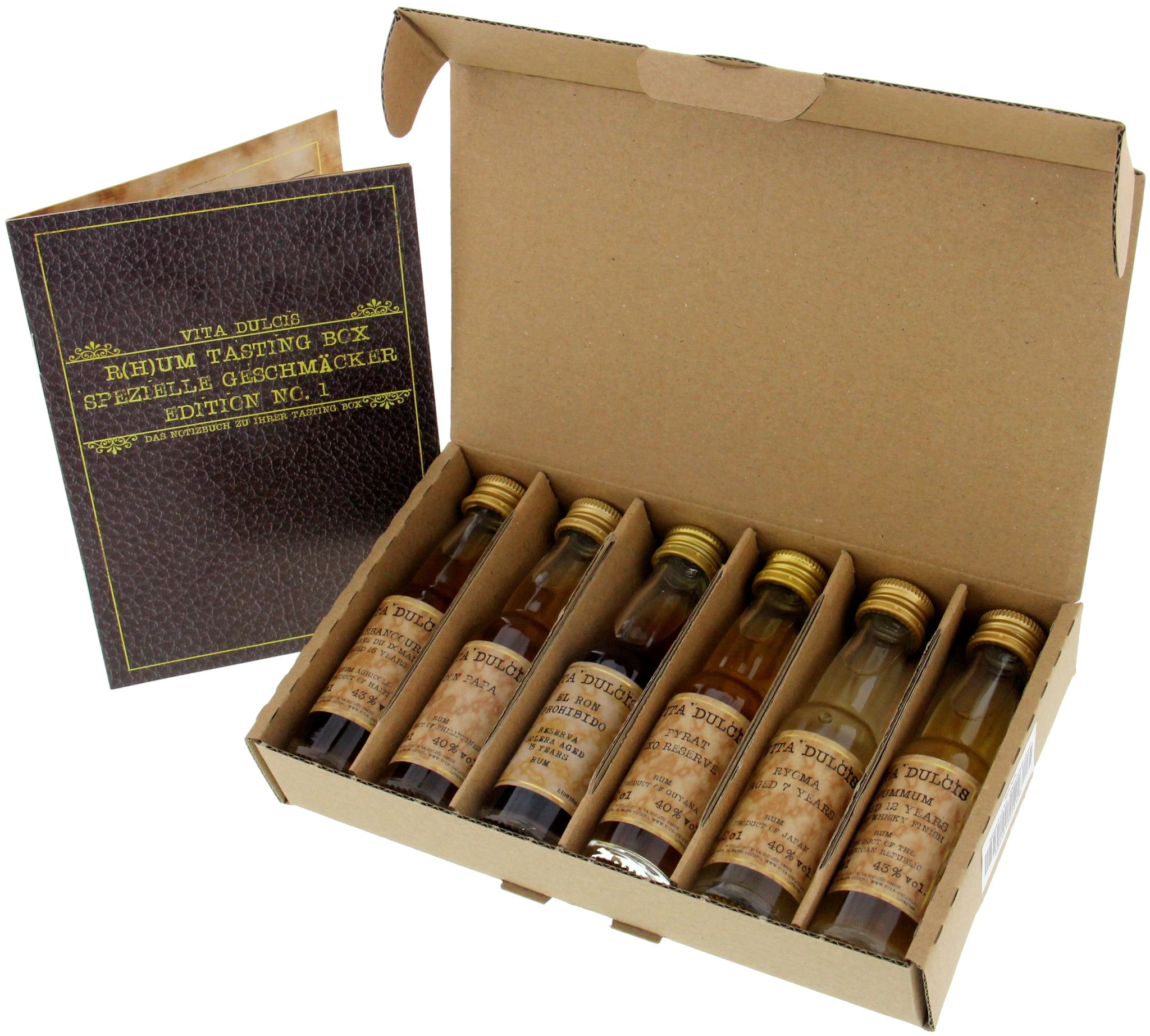 Vita Dulcis Rum Tasting Box Spezielle Geschmäcker offen