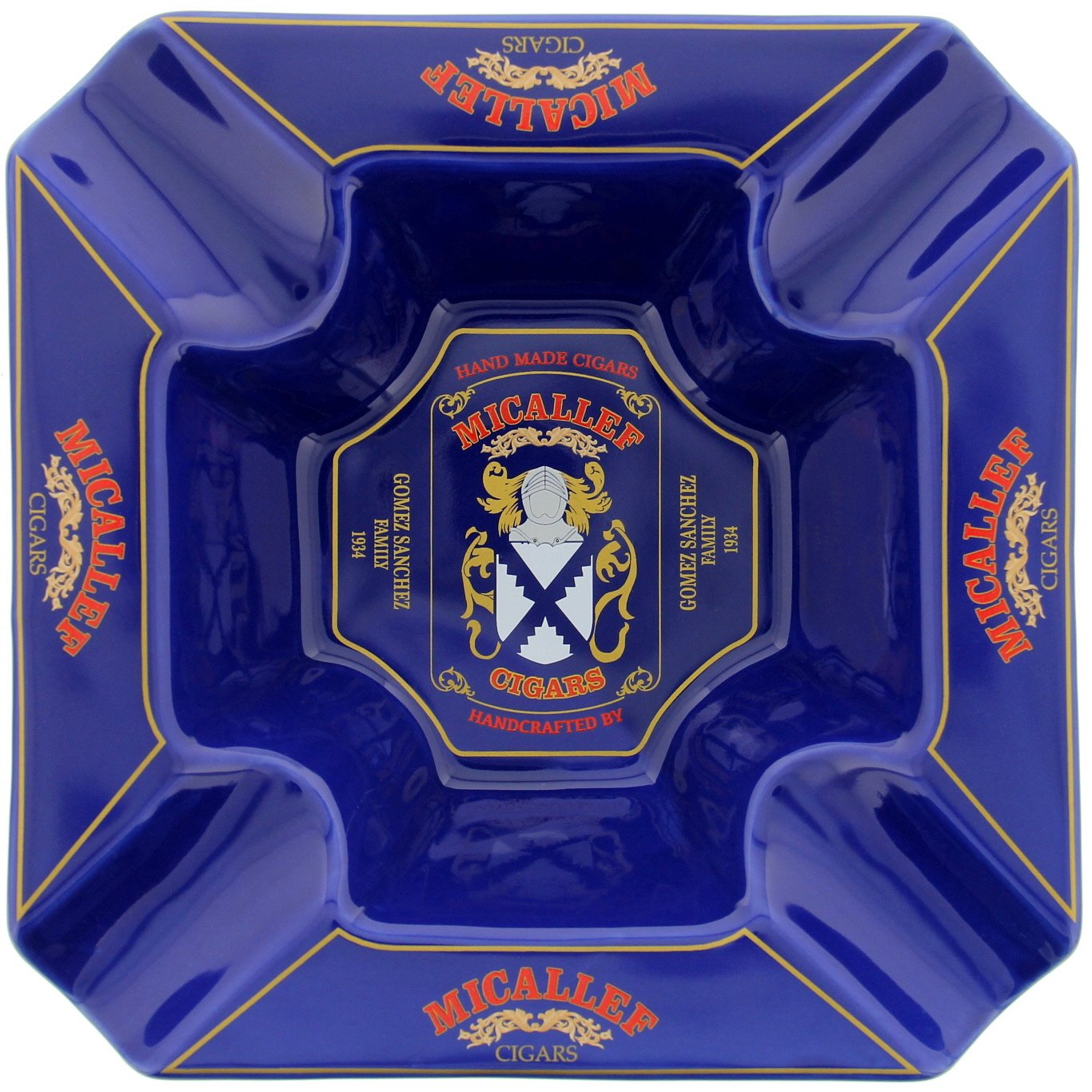 Micallef Zigarrenascher blau mit 4 Ablagen