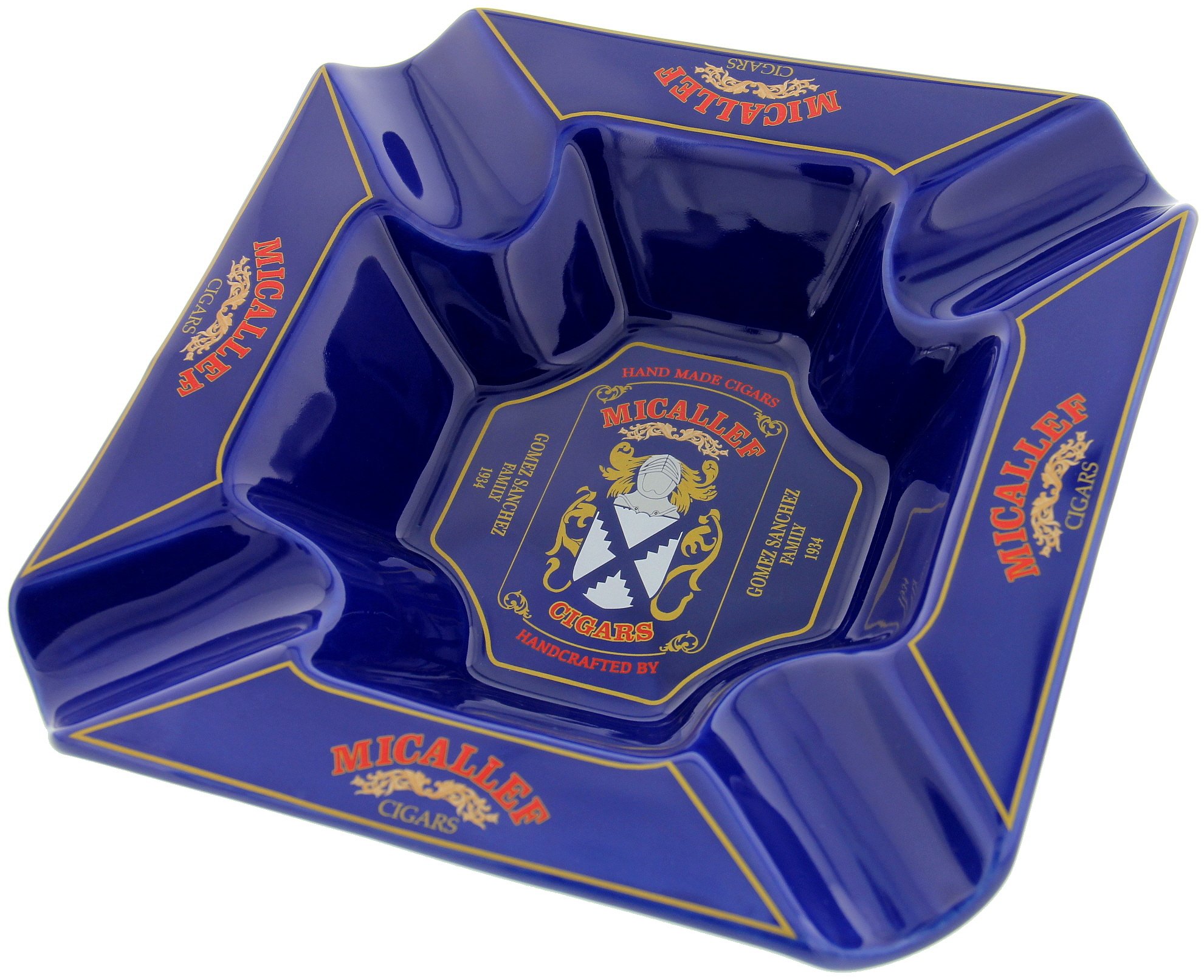 Micallef Zigarrenascher blau mit 4 Ablagen Detailansicht