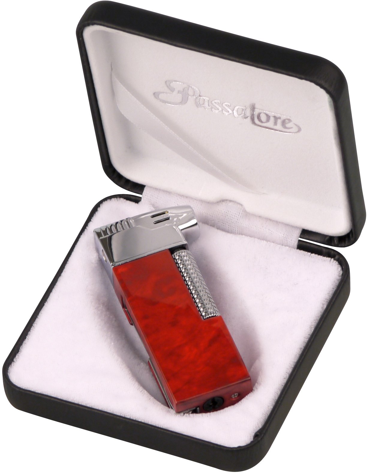 Passatore Pfeifenfeuerzeug braun marble chrom poliert (234013) Verpackung