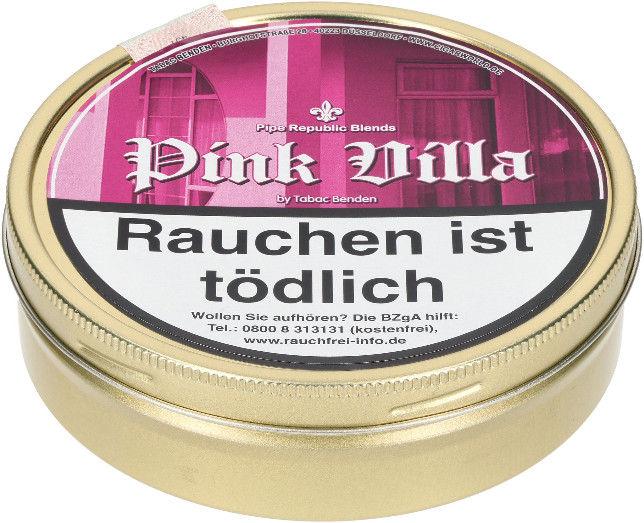 Pink Villa 100g tin lying