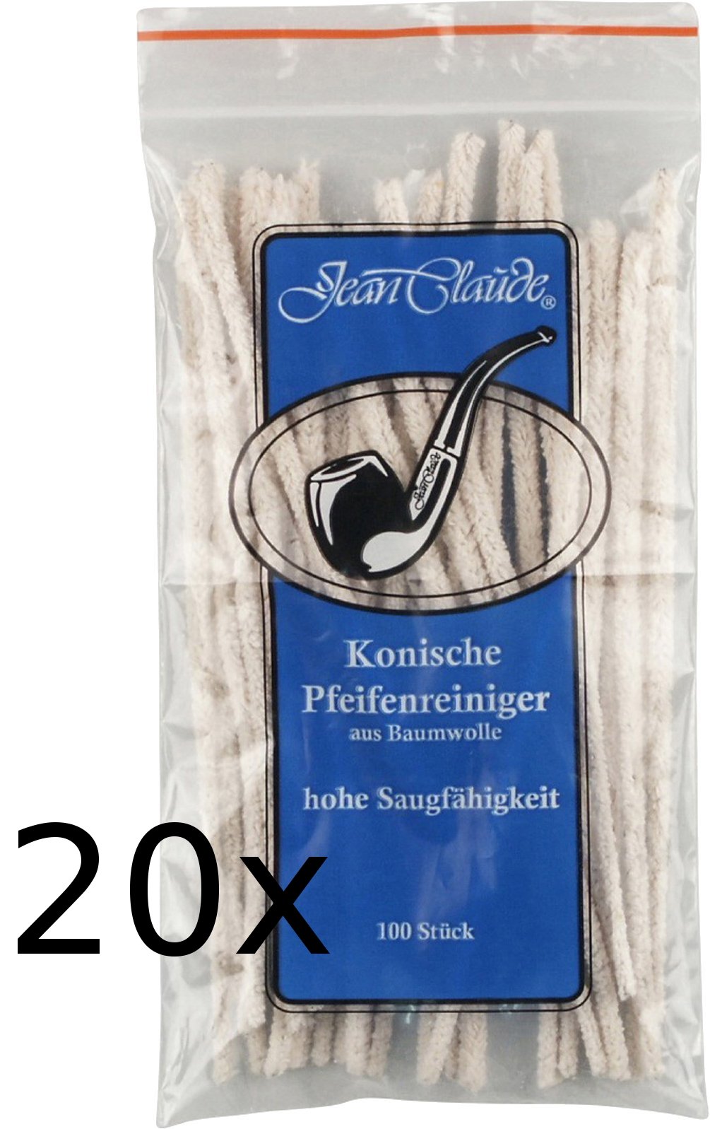 Jean Claude Pfeifenreiniger aus Baumwolle konisch 100 Stk. (010052) 20er Sparpackung