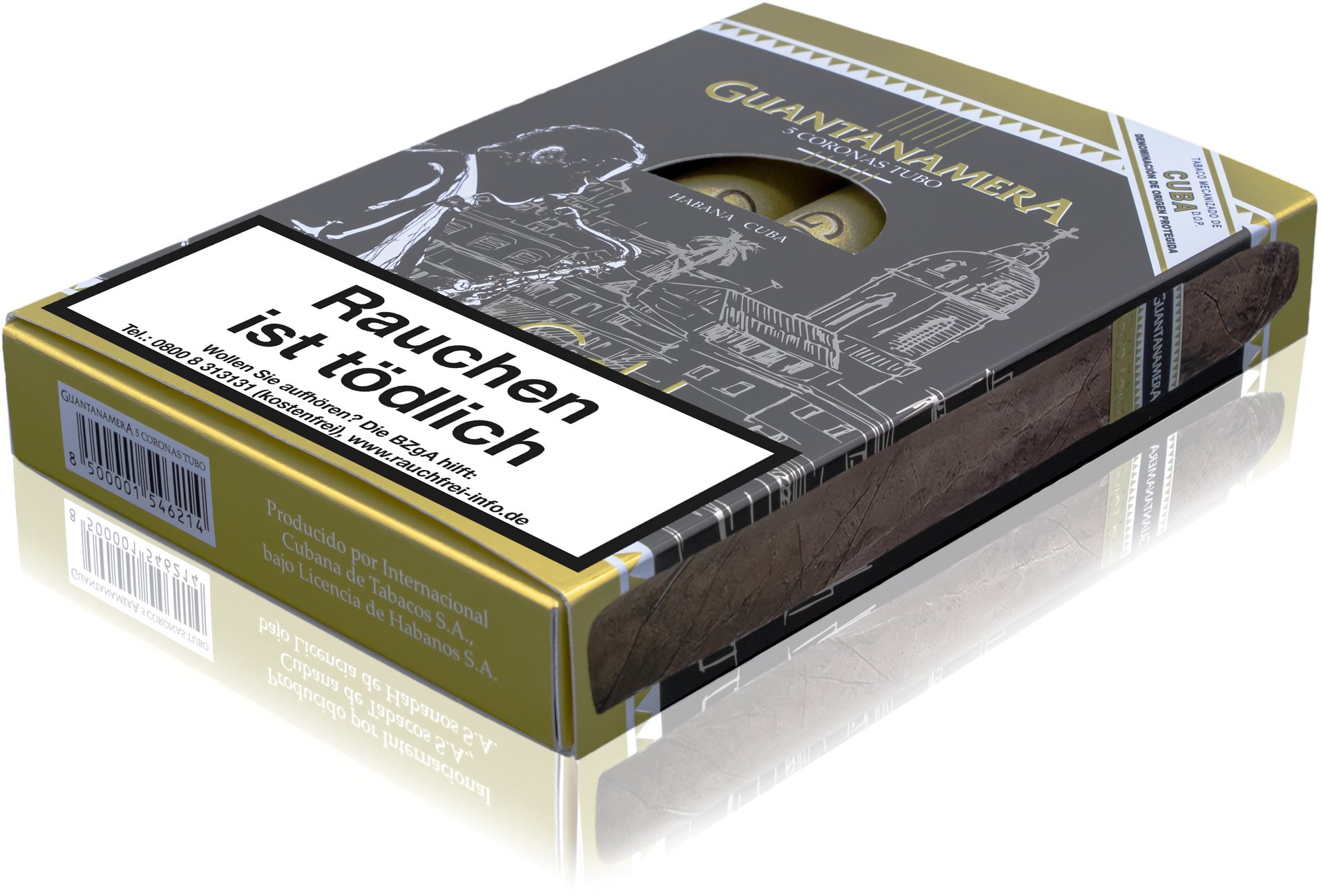 Guantanamera Corona Tubos Gold Edition 5er liegend