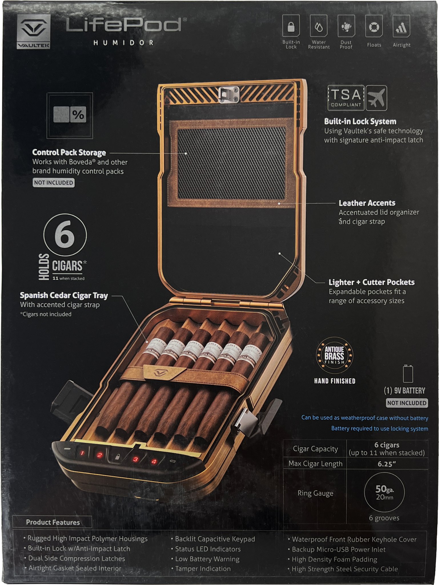 Vaultek Humidor Lifepod Reisehumidor (LH10AB) bronze Cigarworld.de