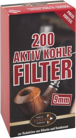 Ermuri Pfeifenfilter 9 mm Aktiv Kohle 200 Stück