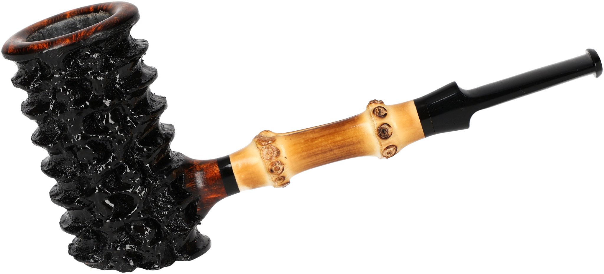 Tom Eltang Freehand Pfeifen Rustic Poker Schwarz Bambus_01