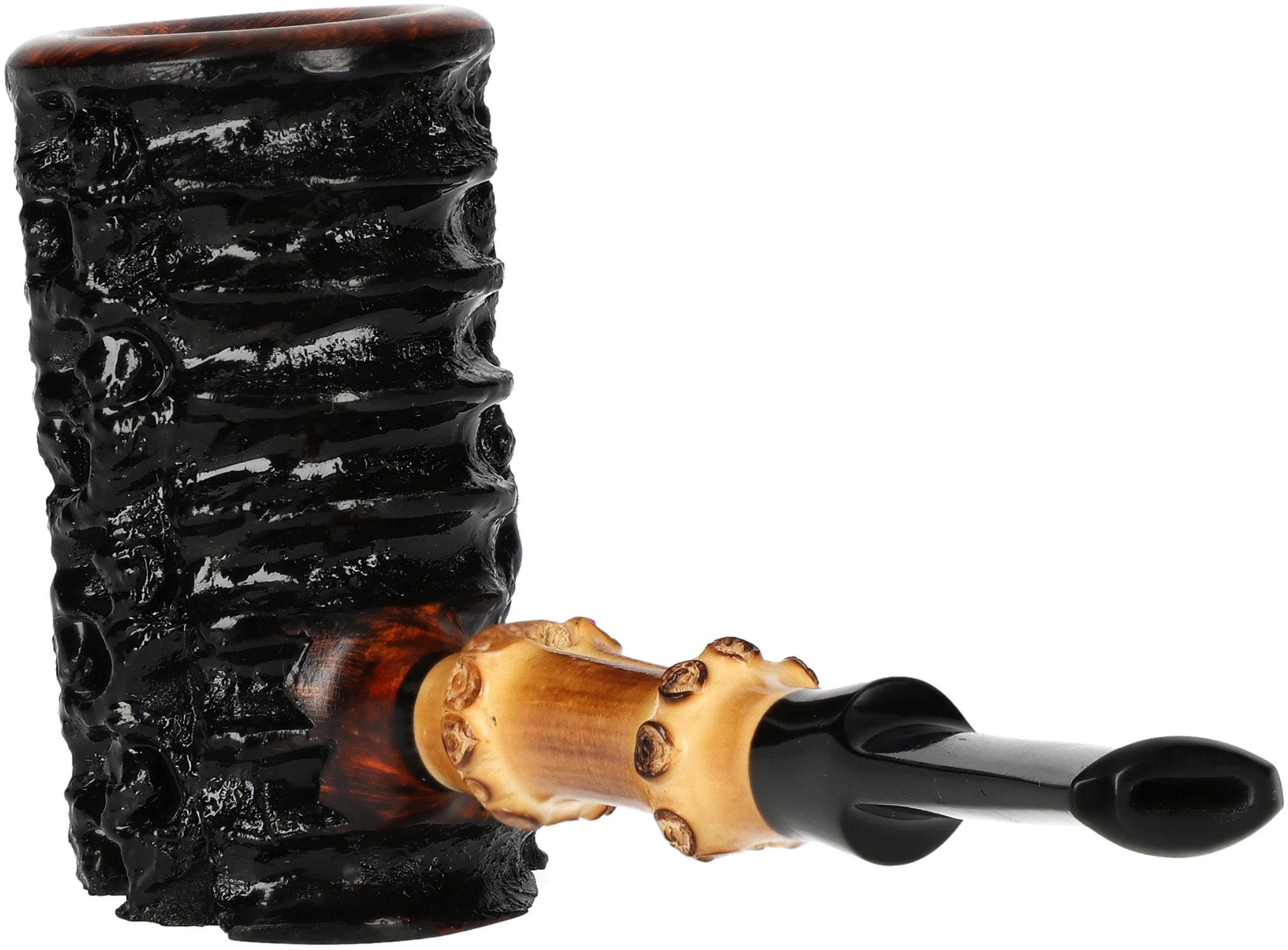 Tom Eltang Freehand Pfeifen Rustic Poker Schwarz Bambus_02